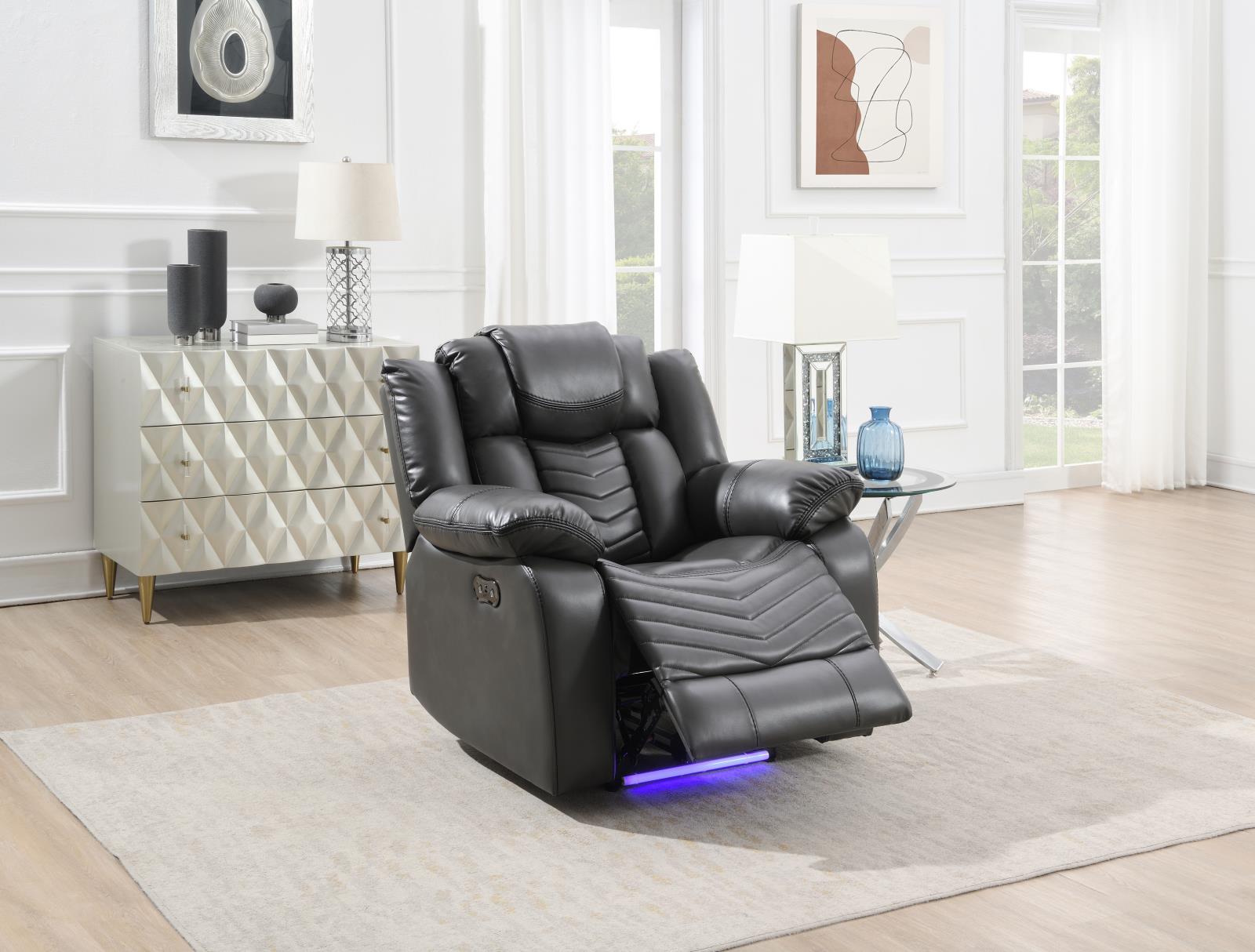 Cassio Gray Color Sofa, Loveseat & Recliner — view 6