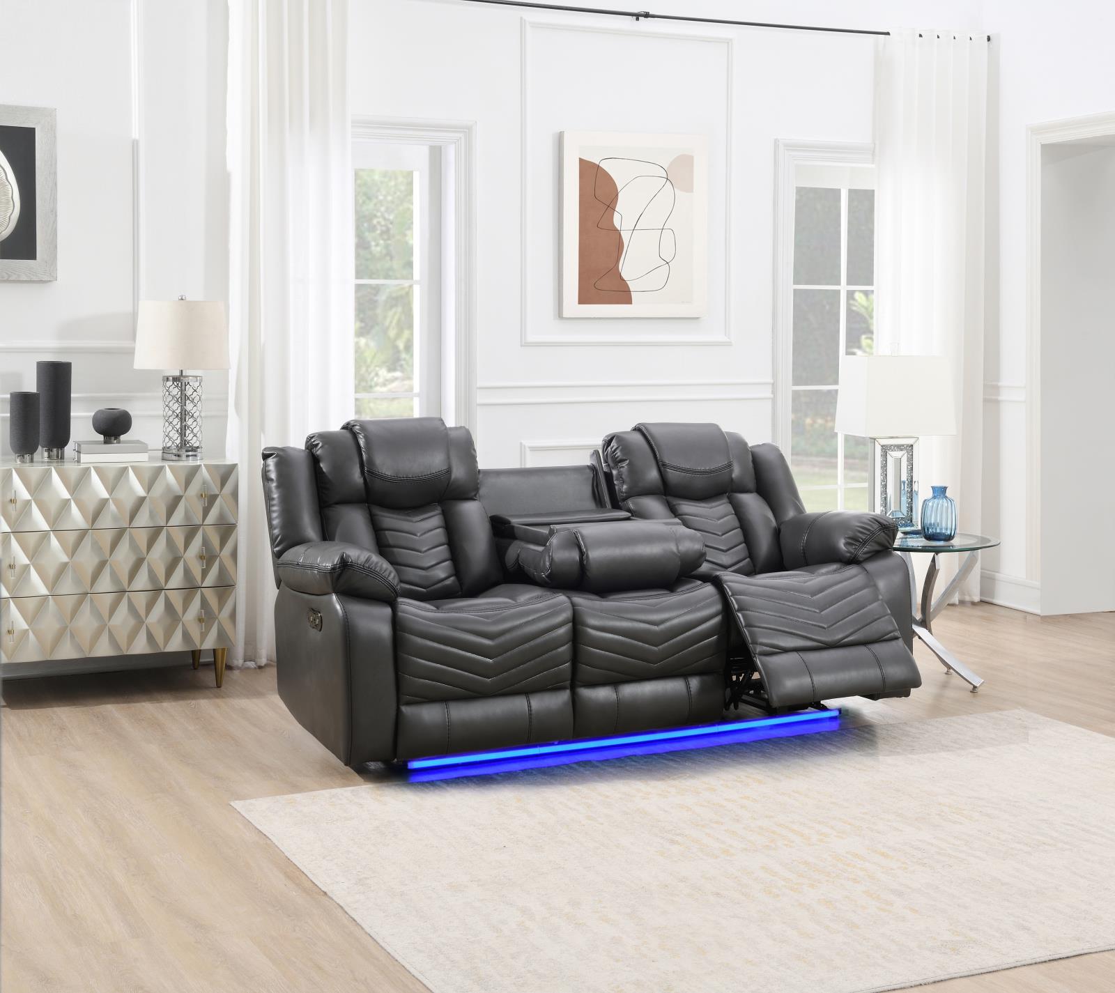 Cassio Gray Color Sofa, Loveseat & Recliner — view 8