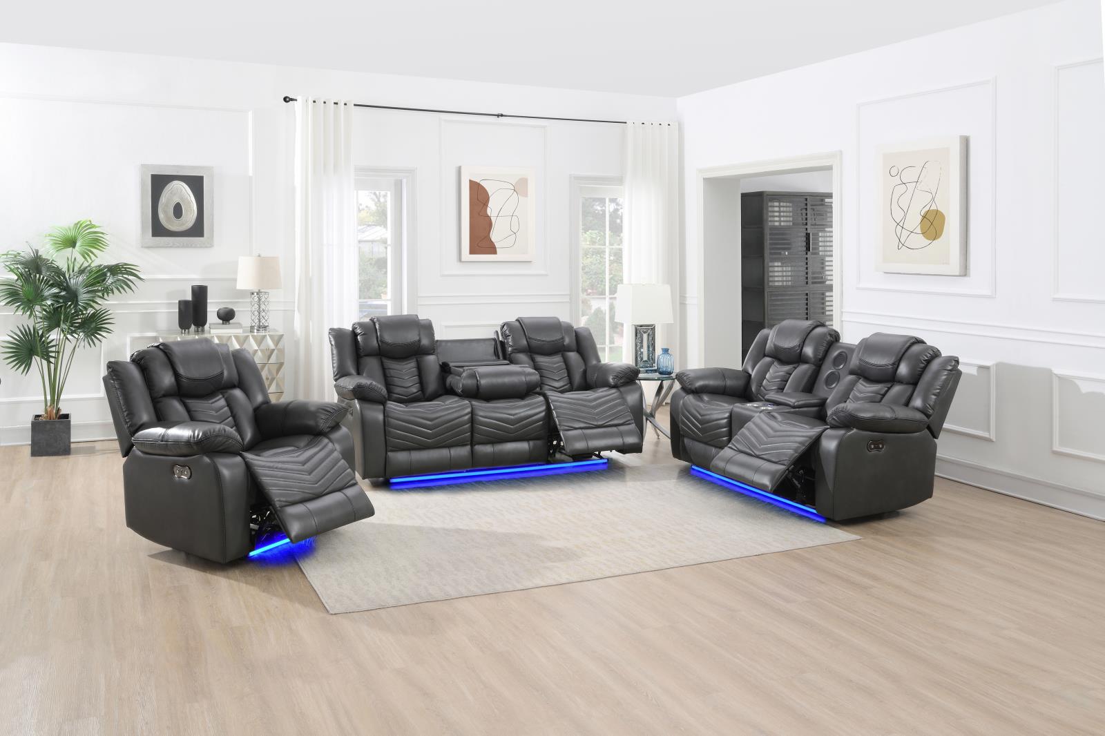 Cassio Gray Color Sofa, Loveseat & Recliner