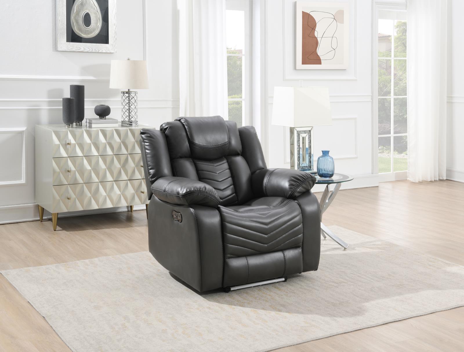Cassio Gray Power Recliner with Built-in LED Light