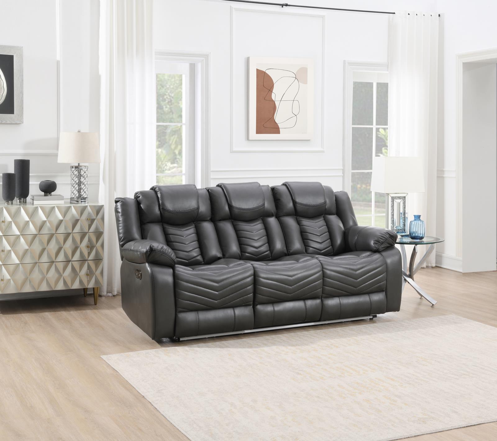 Cassio Gray Color Sofa, Loveseat & Recliner — view 5