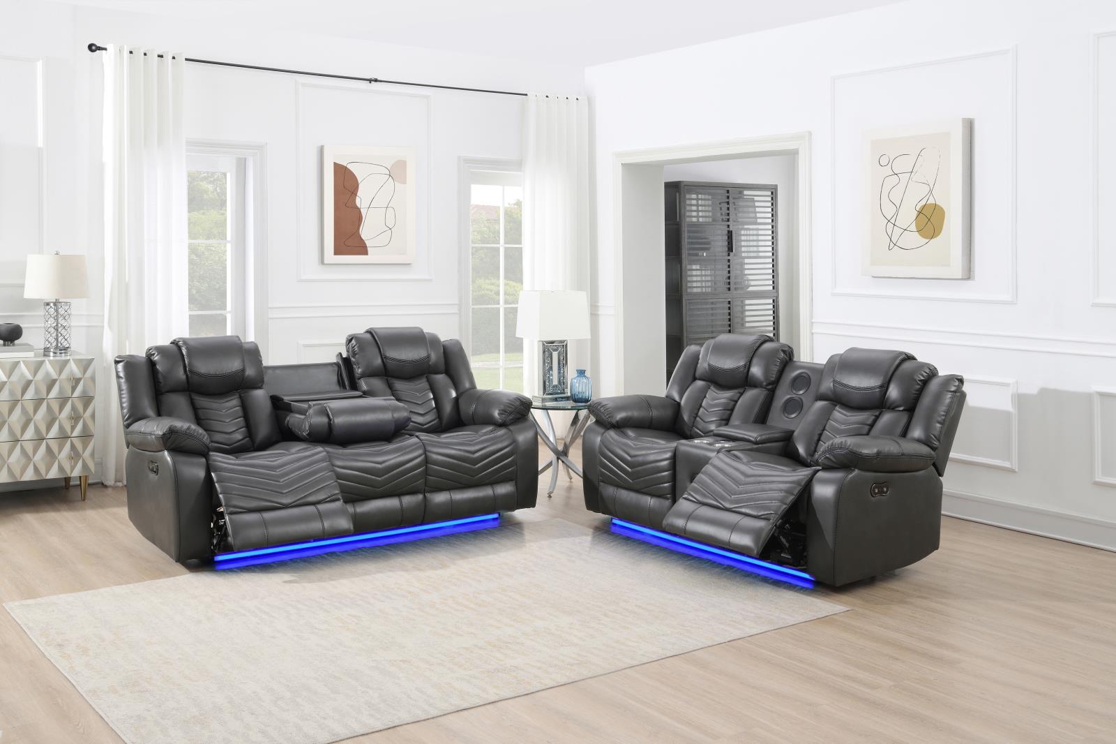 Cassio Gray Color Sofa, Loveseat & Recliner — view 2