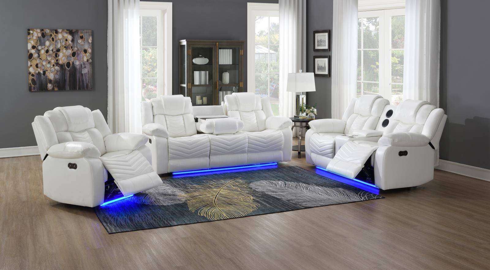 Cassio White Power Recliner Loveseat with Console — view 3