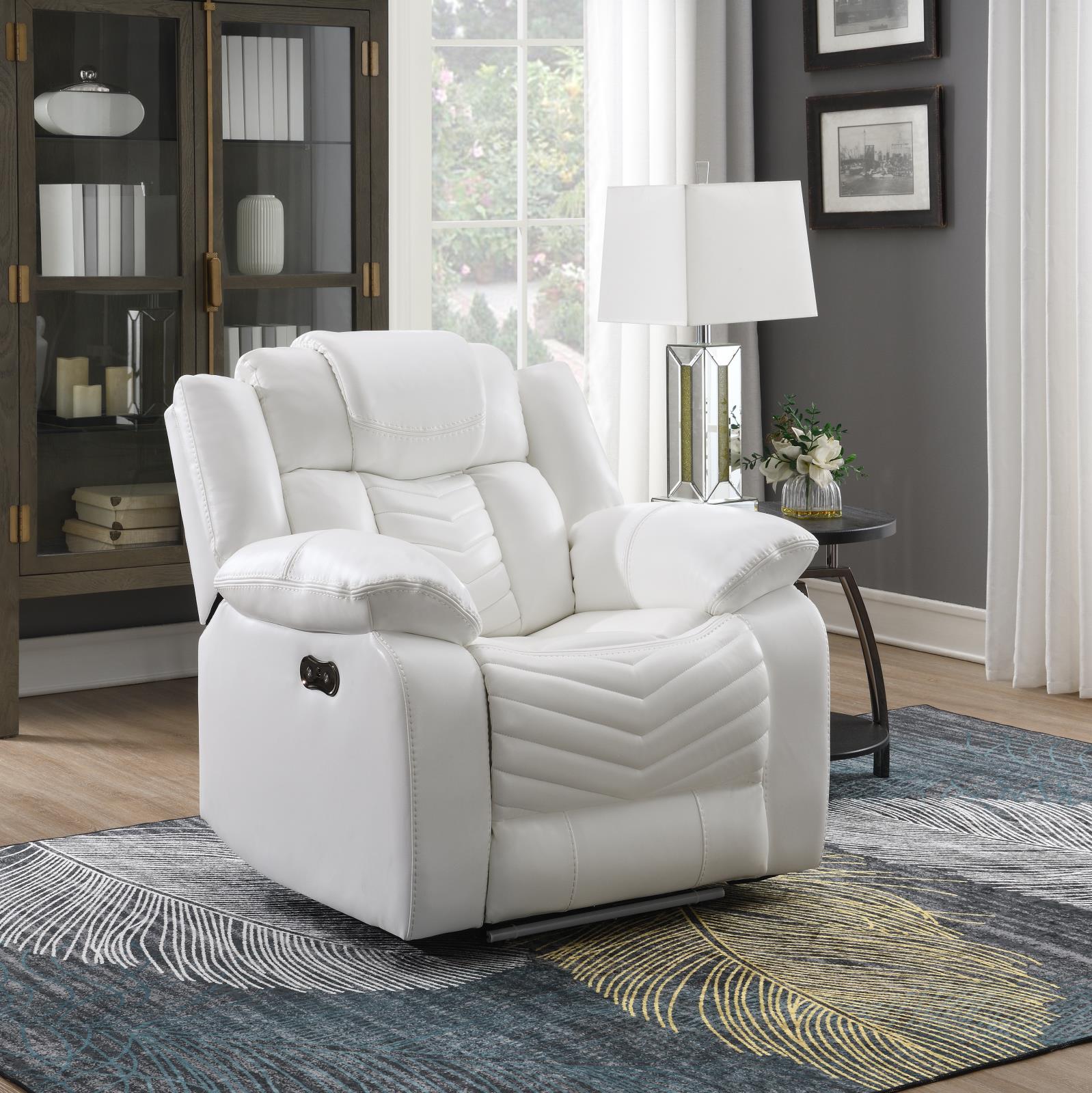 Cassio White Power Recliner with Built-in LED Light