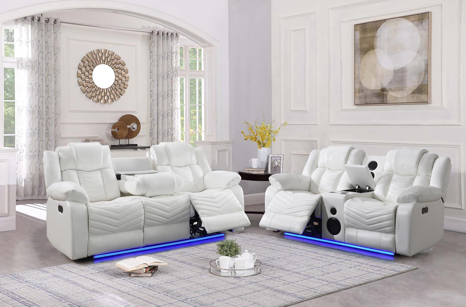 Cassio White Power Recliner Loveseat with Console — view 4