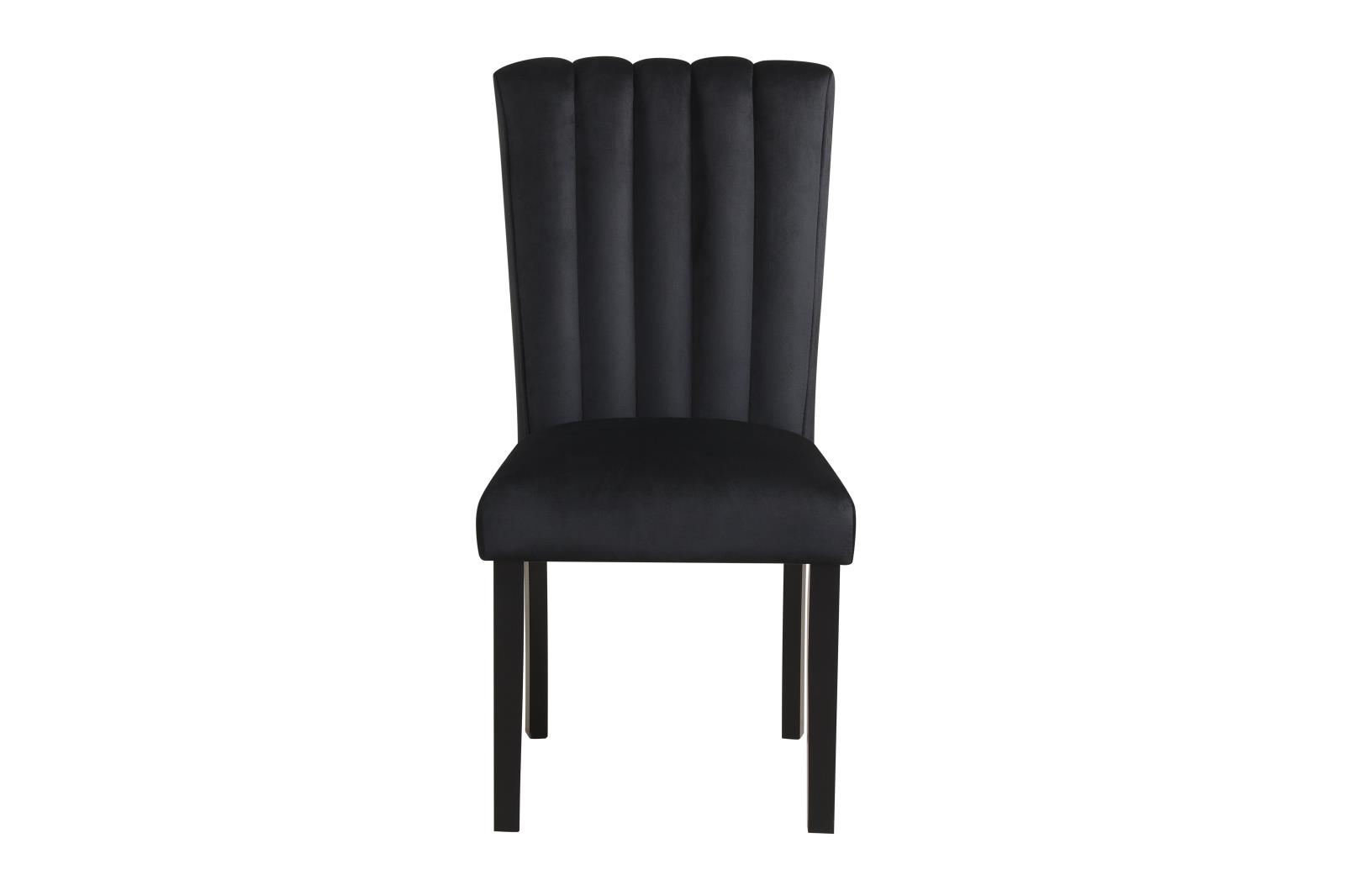 Eleanor Black Velvet Upholstered Chair with Wooden Legs — view 3