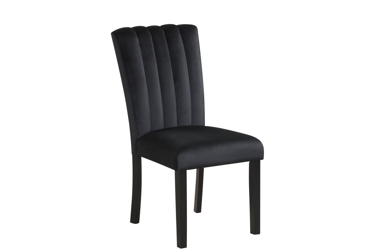 Eleanor Black Velvet Upholstered Chair with Wooden Legs — view 2