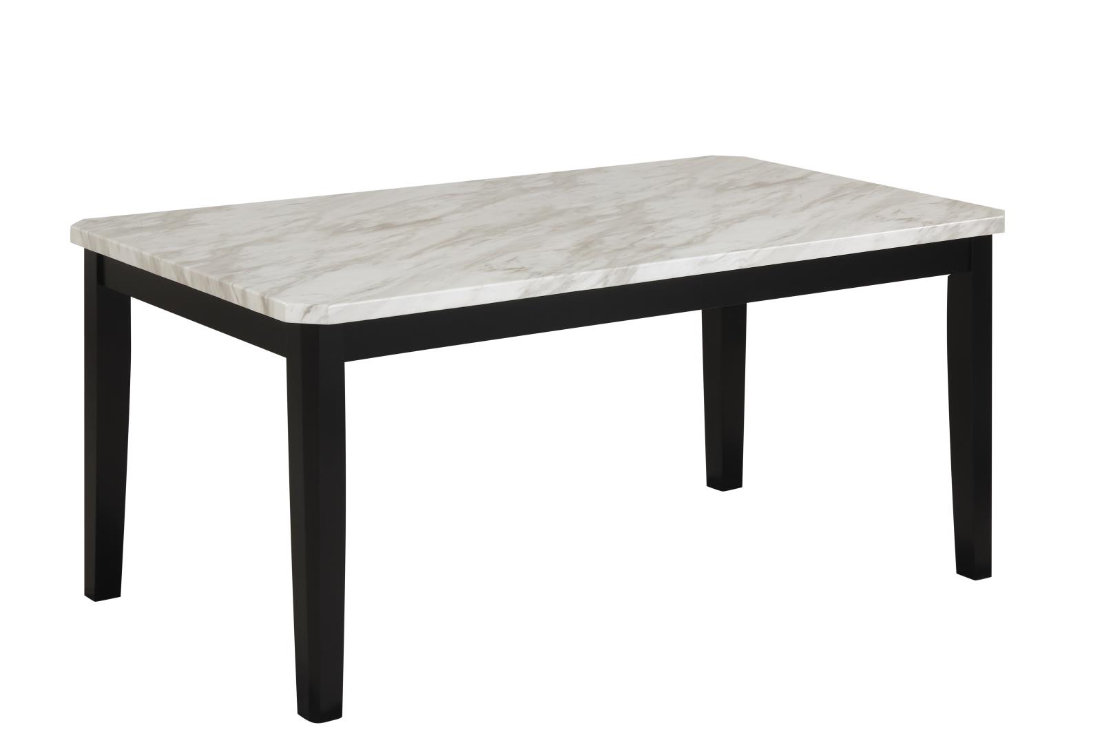 Eleanor White & Black Dining Table with Faux Marble Top — view 2