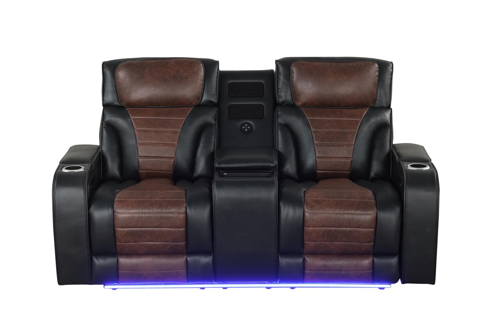 Tyra Black & Brown Power Reclining Sofa, Loveseat & Recliner — view 4