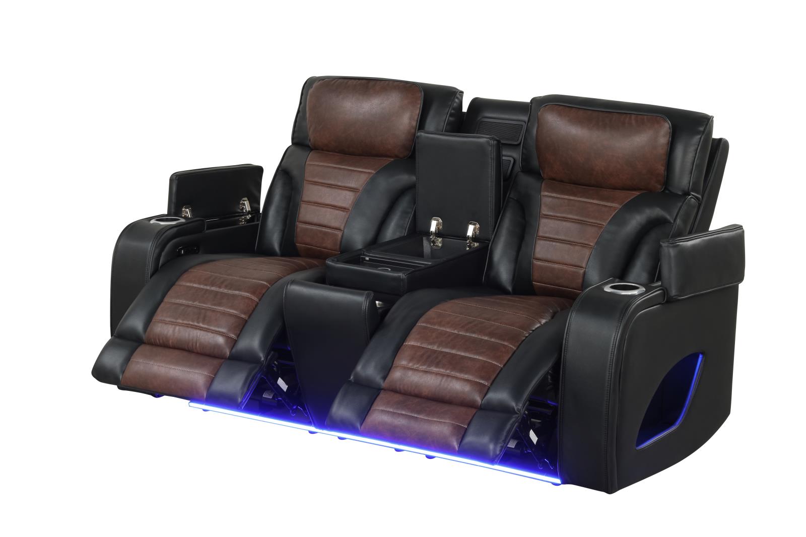 Tyra Black & Brown Power Reclining Sofa, Loveseat & Recliner — view 10