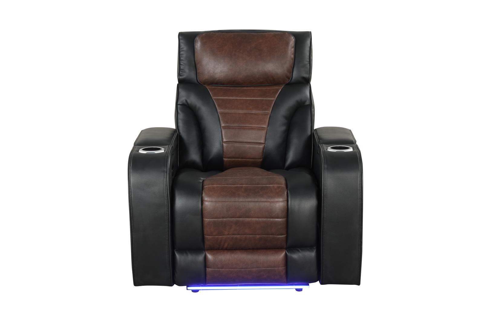 Tyra Black & Brown Power Recliner with Power Headrest
