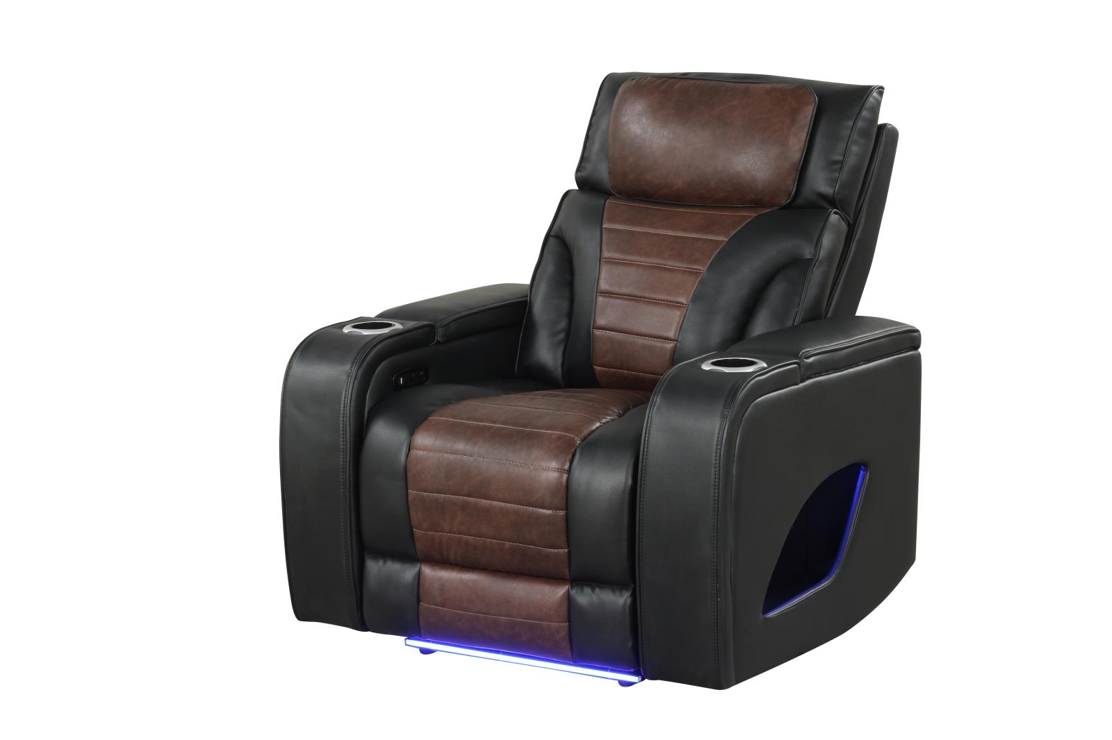 Tyra Black & Brown Power Recliner with Power Headrest — view 2