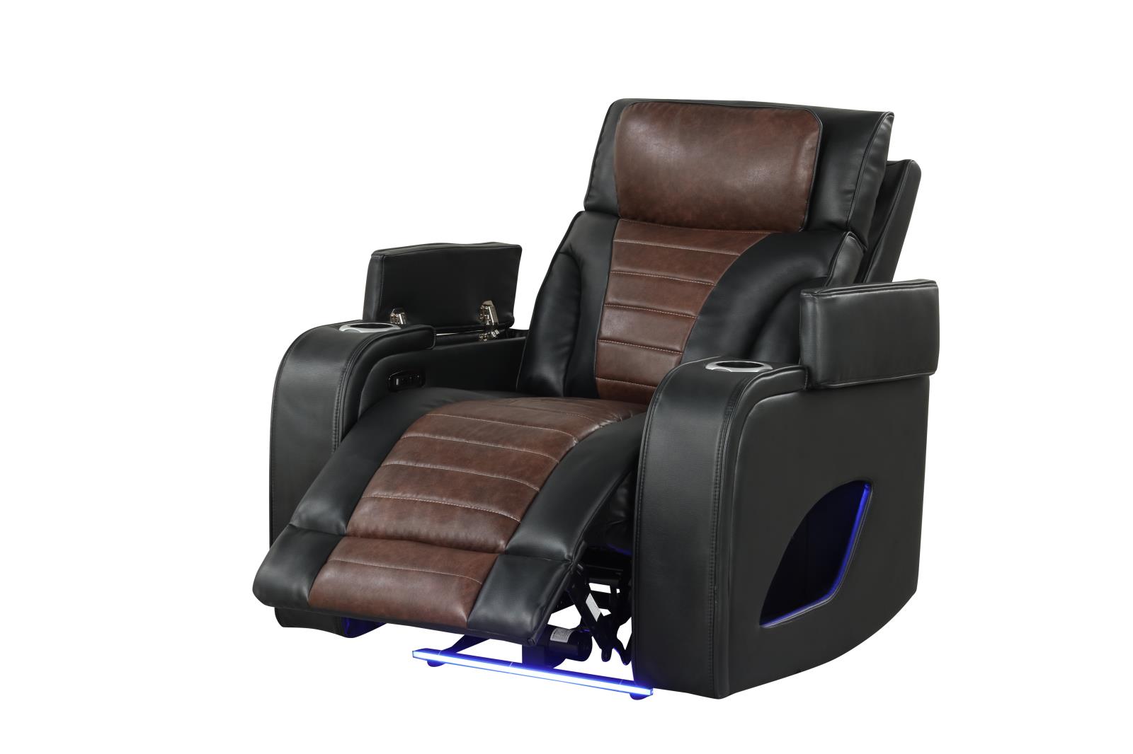 Tyra Black & Brown Power Recliner with Power Headrest — view 4