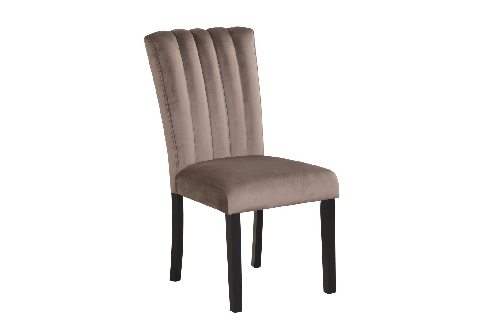 Eleanor Brown Velvet Upholstered Chair with Wooden Legs — view 2