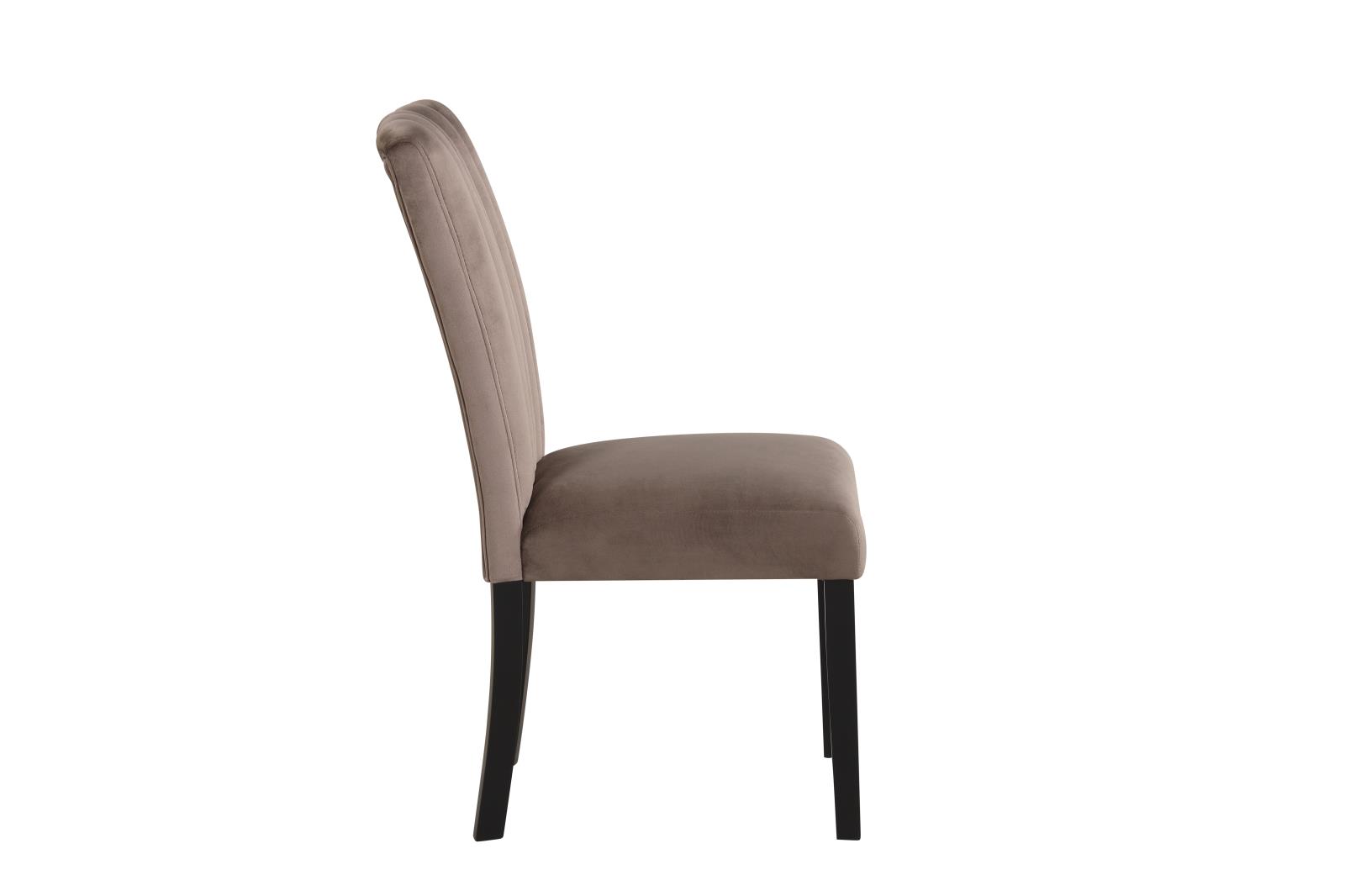 Eleanor Brown Velvet Upholstered Chair with Wooden Legs — view 4