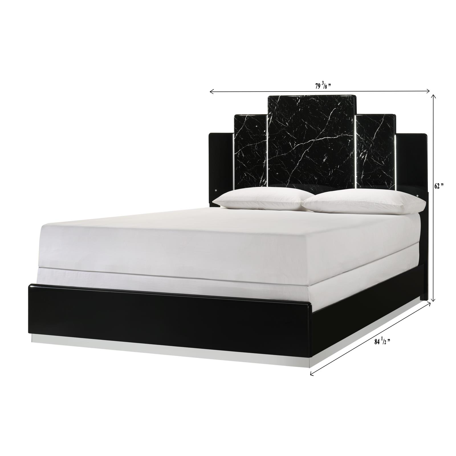 Lucia Black King Bed, Dresser & Mirror — view 5