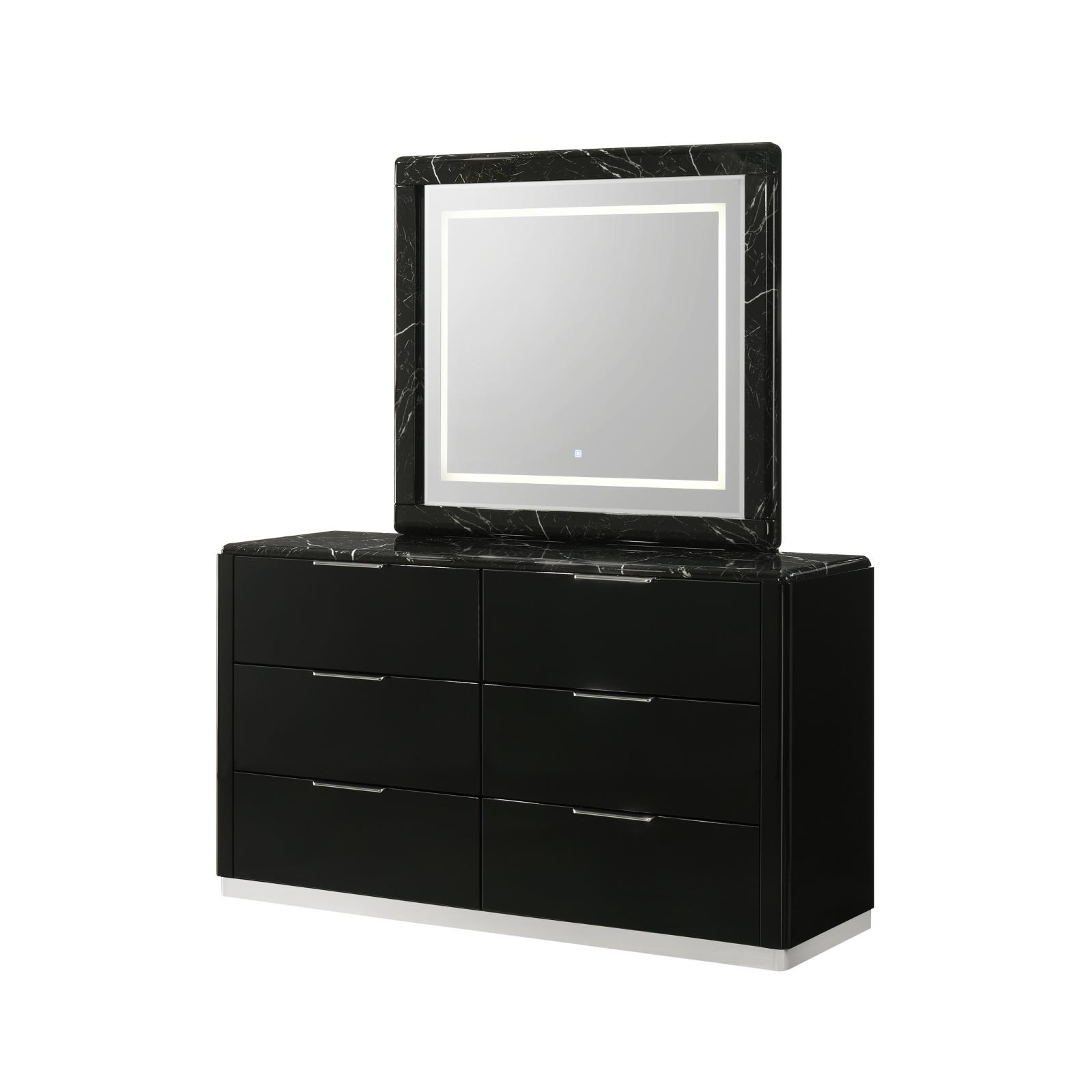 Lucia Black King Bed, Dresser & Mirror — view 3