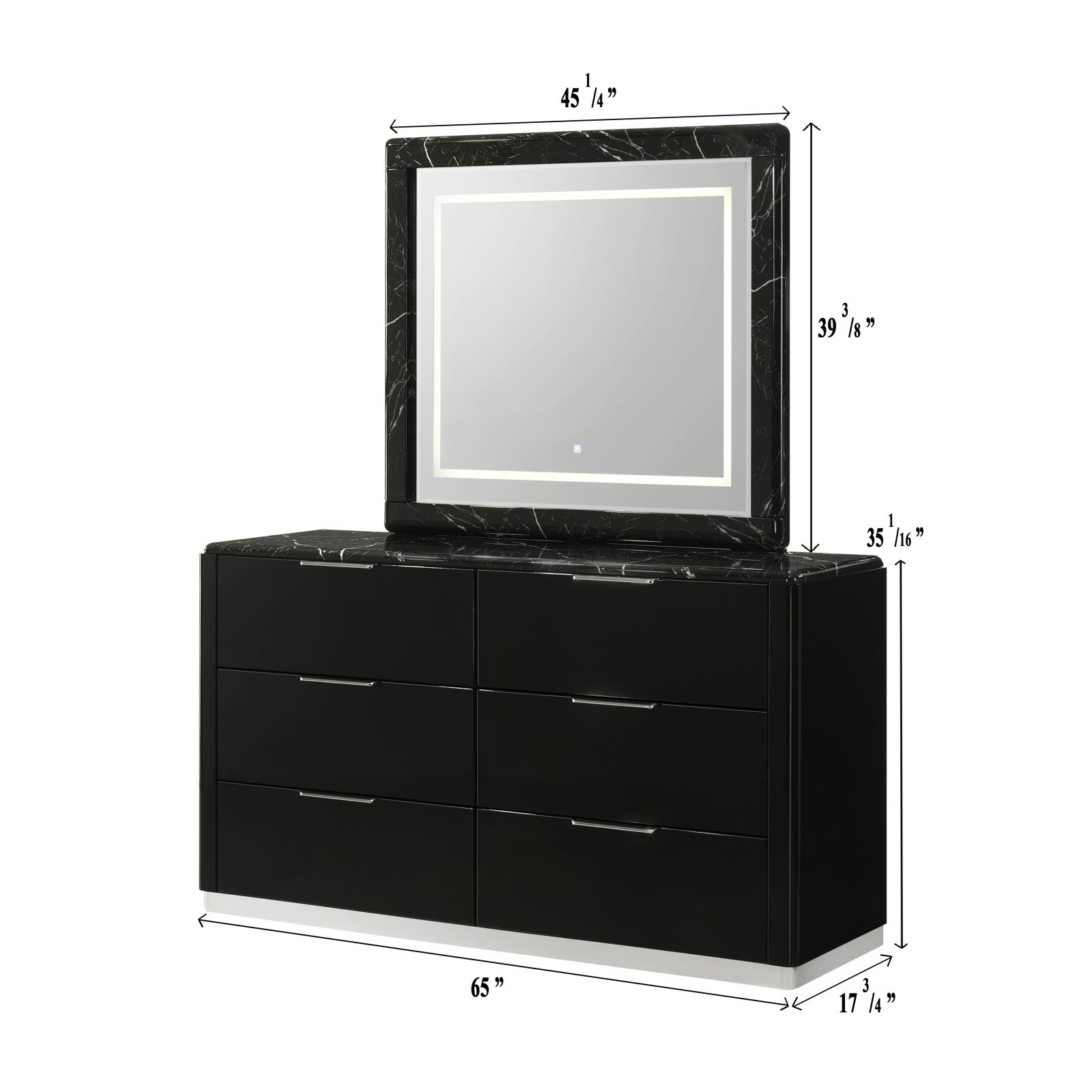 Lucia Black King Bed, Dresser & Mirror — view 6