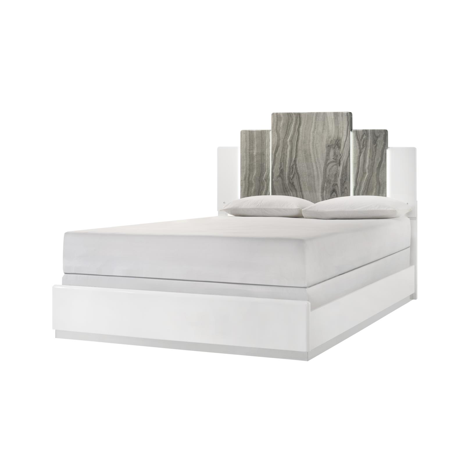 Lucia White King Bed, Dresser, Mirror, Chest & Nightstand — view 2