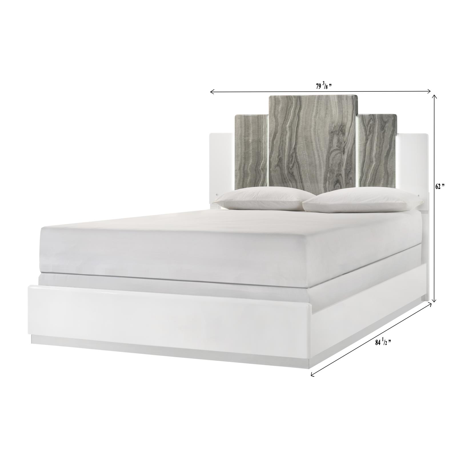 Lucia White King Bed, Dresser, Mirror, Chest & Nightstand — view 7