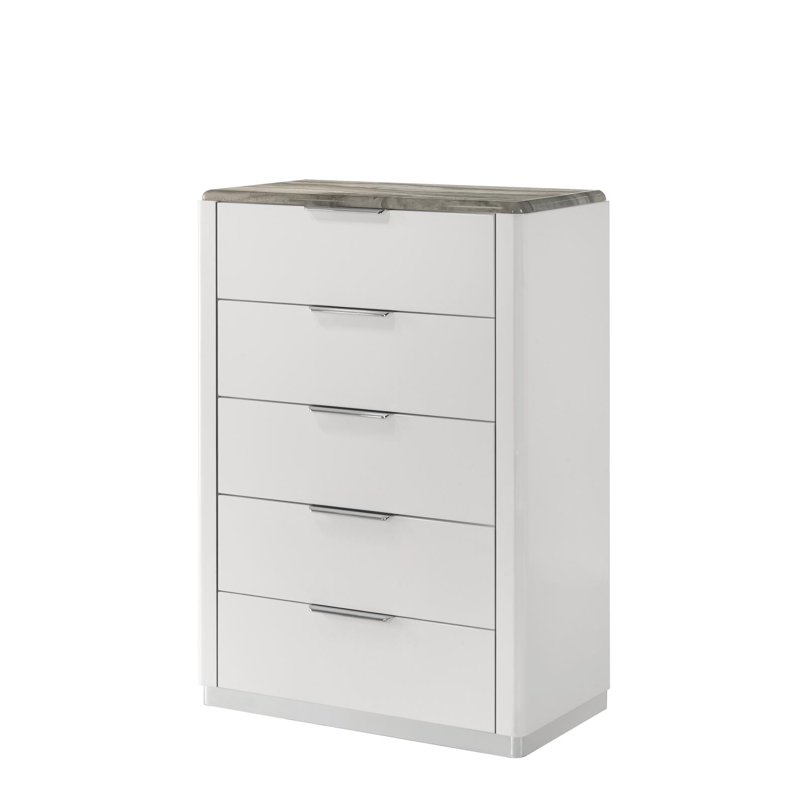Lucia White King Bed, Dresser, Mirror, Chest & Nightstand — view 5