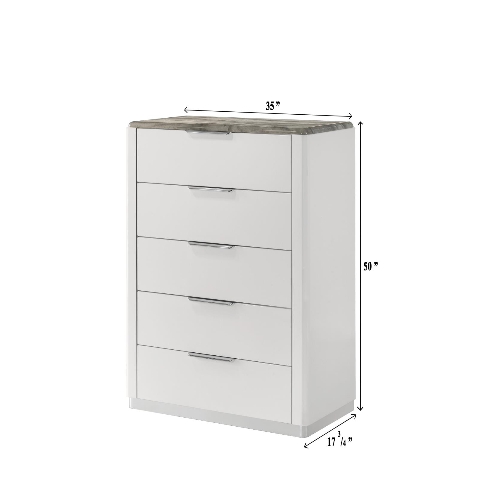 Lucia White King Bed, Dresser, Mirror, Chest & Nightstand — view 9
