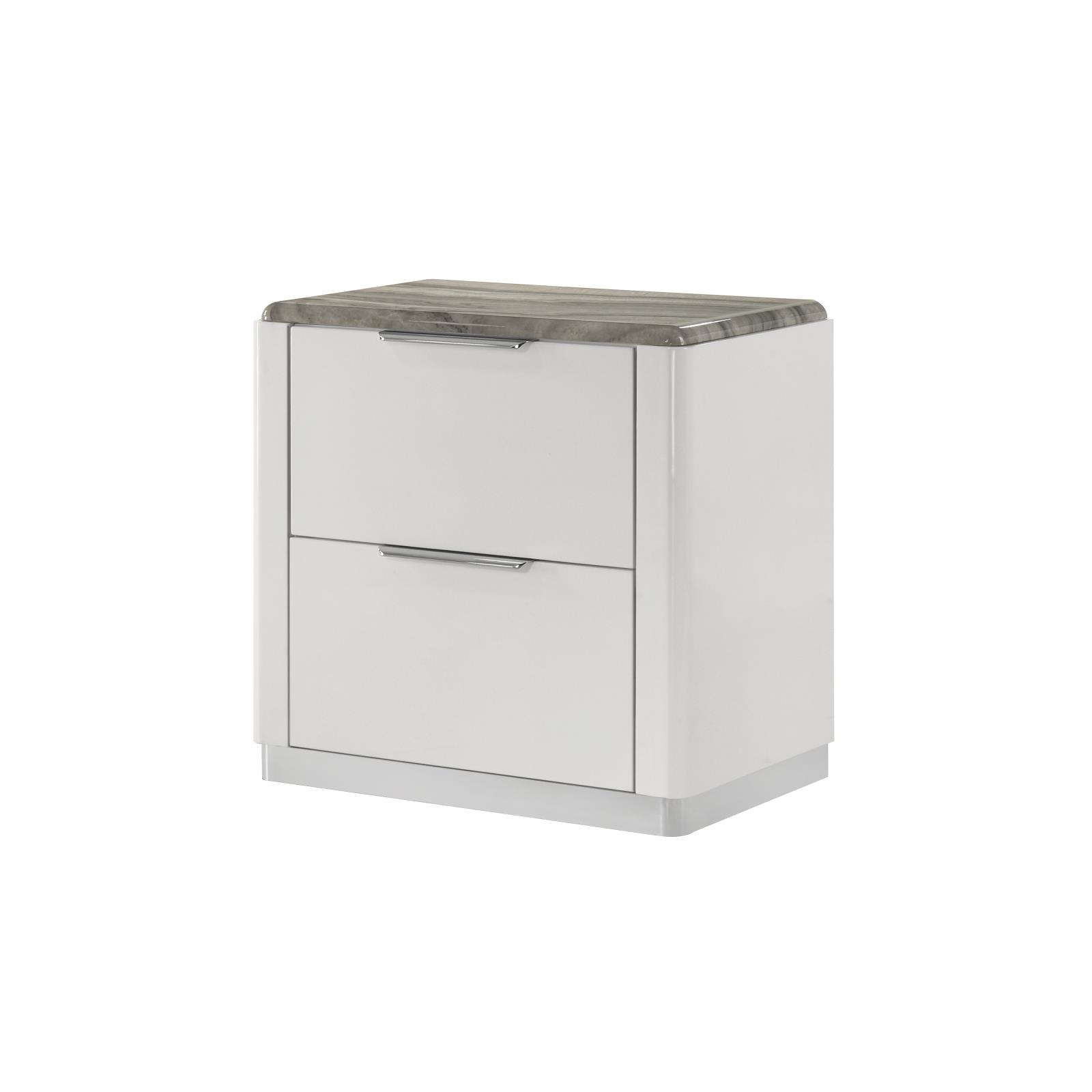 Lucia White King Bed, Dresser, Mirror, Chest & Nightstand — view 6