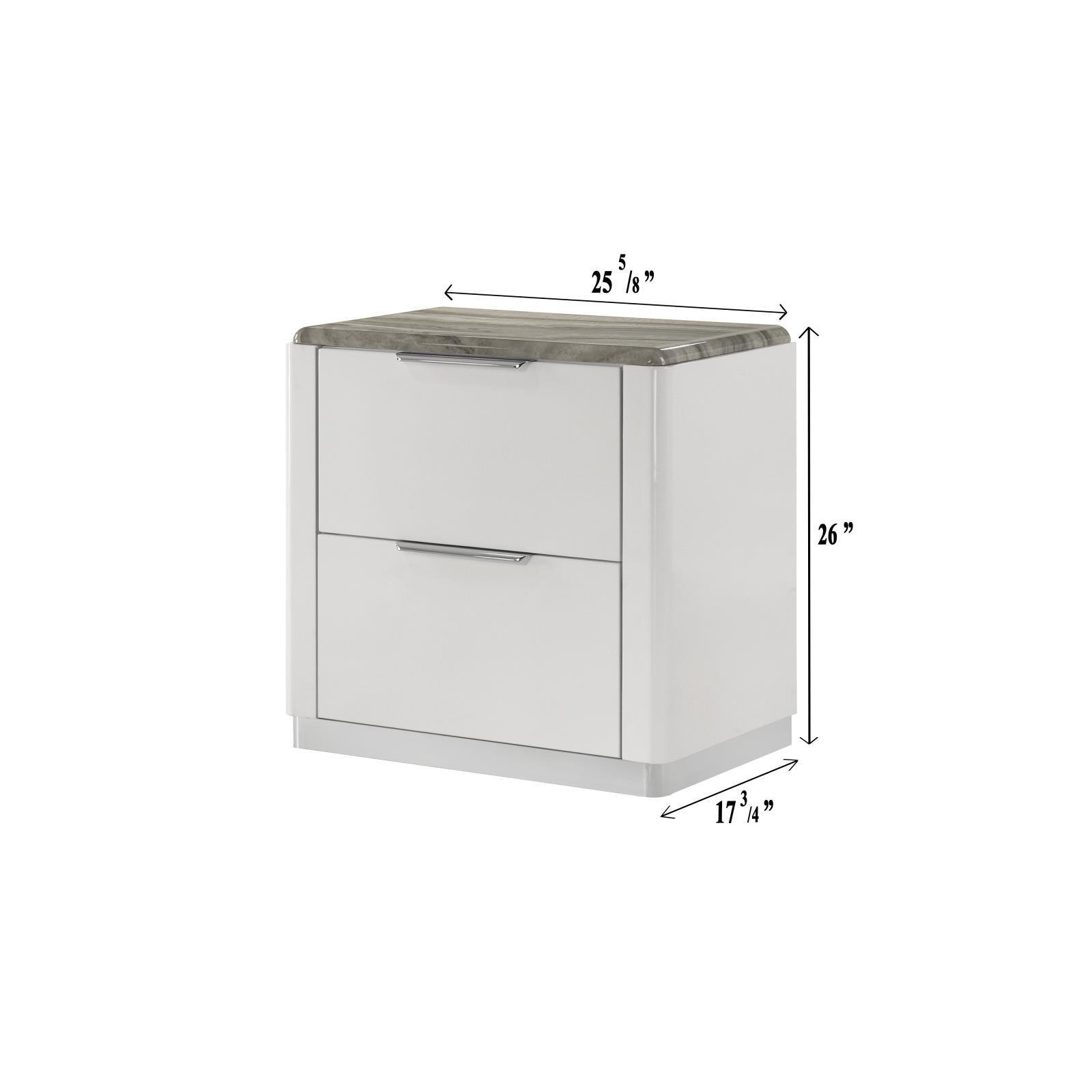 Lucia White King Bed, Dresser, Mirror, Chest & Nightstand — view 10