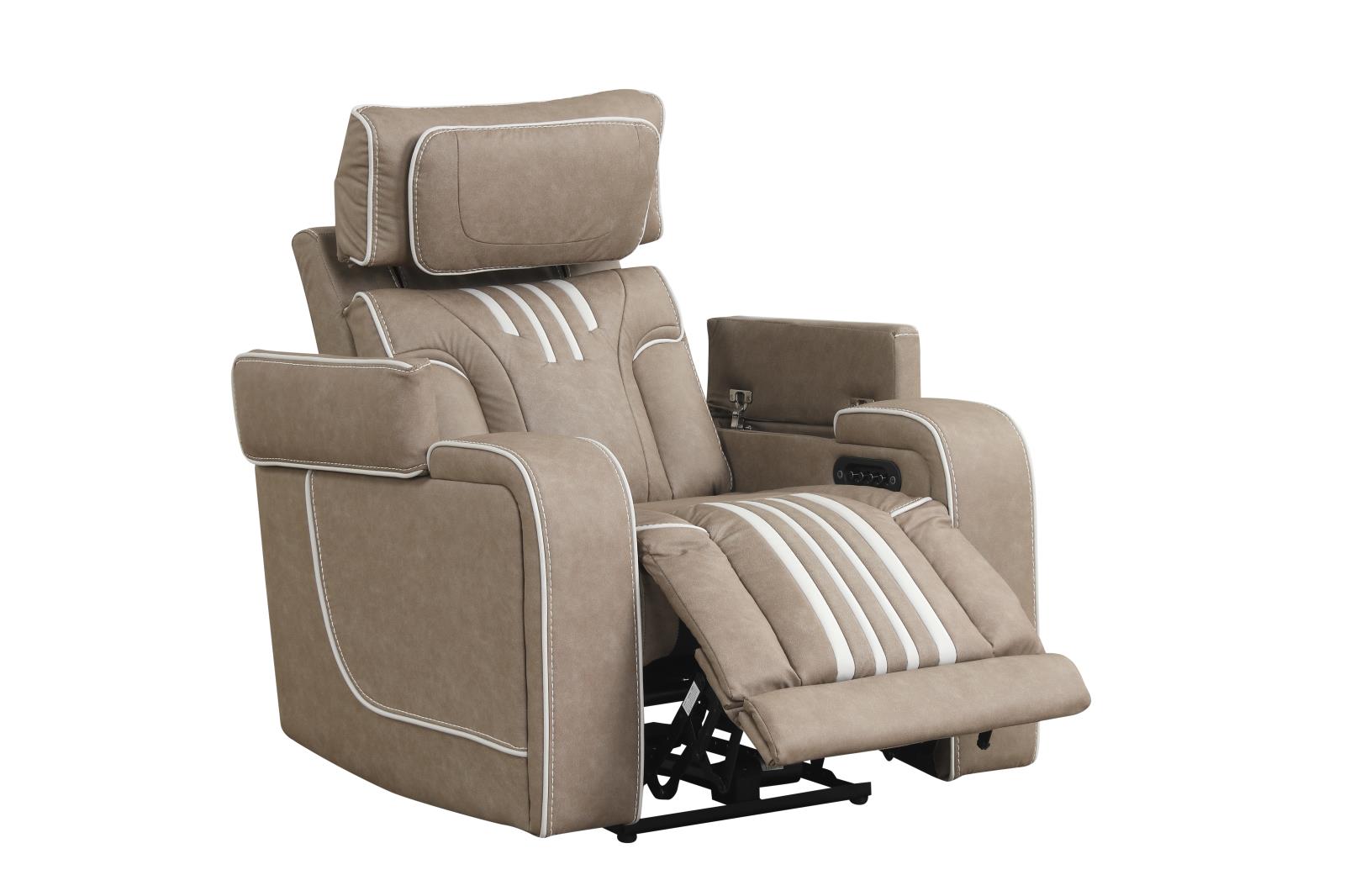 Axiom Light Brown Power Recliner with Power Headrest