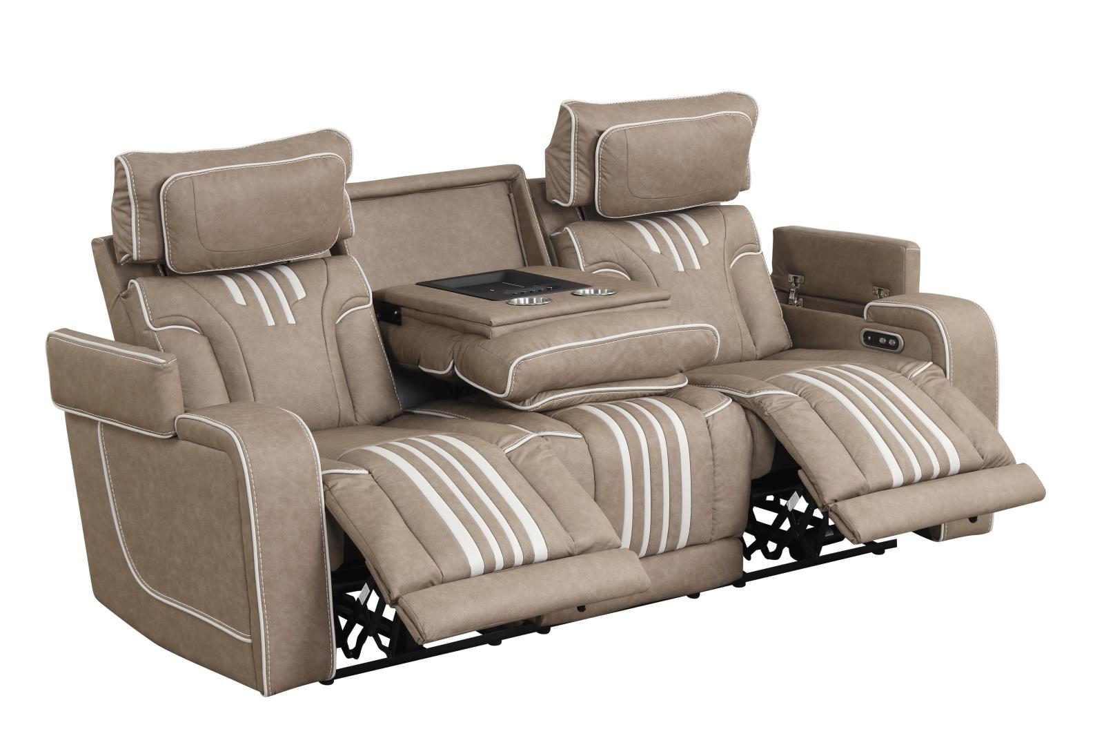 Axiom Light Brown Power Reclining Sofa, Loveseat & Recliner — view 5