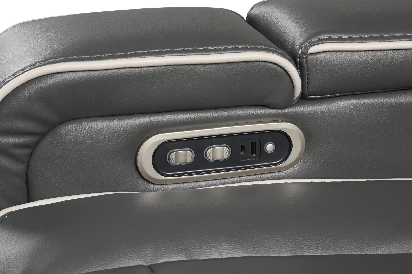 Axiom Gray Power Reclining Sofa, Loveseat & Recliner — view 10