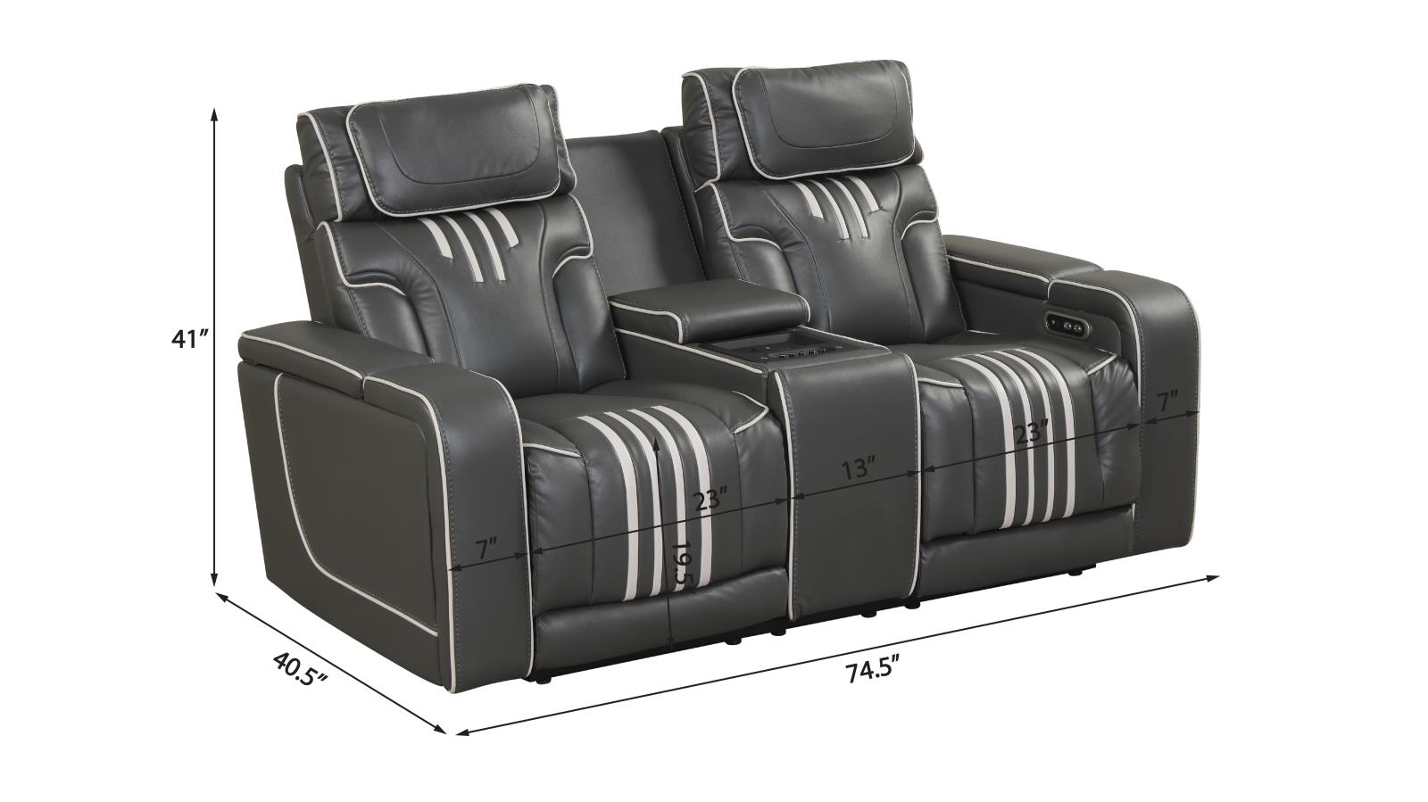 Axiom Gray Power Recliner Loveseat with Power Headrest