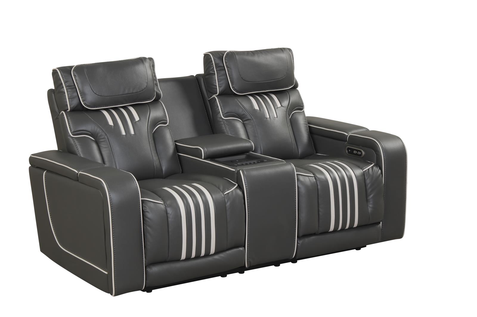 Axiom Gray Power Recliner Loveseat with Power Headrest — view 2