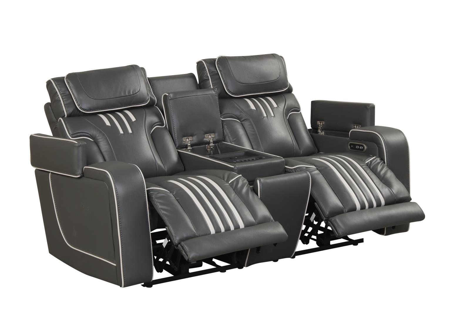 Axiom Gray Power Recliner Loveseat with Power Headrest — view 5