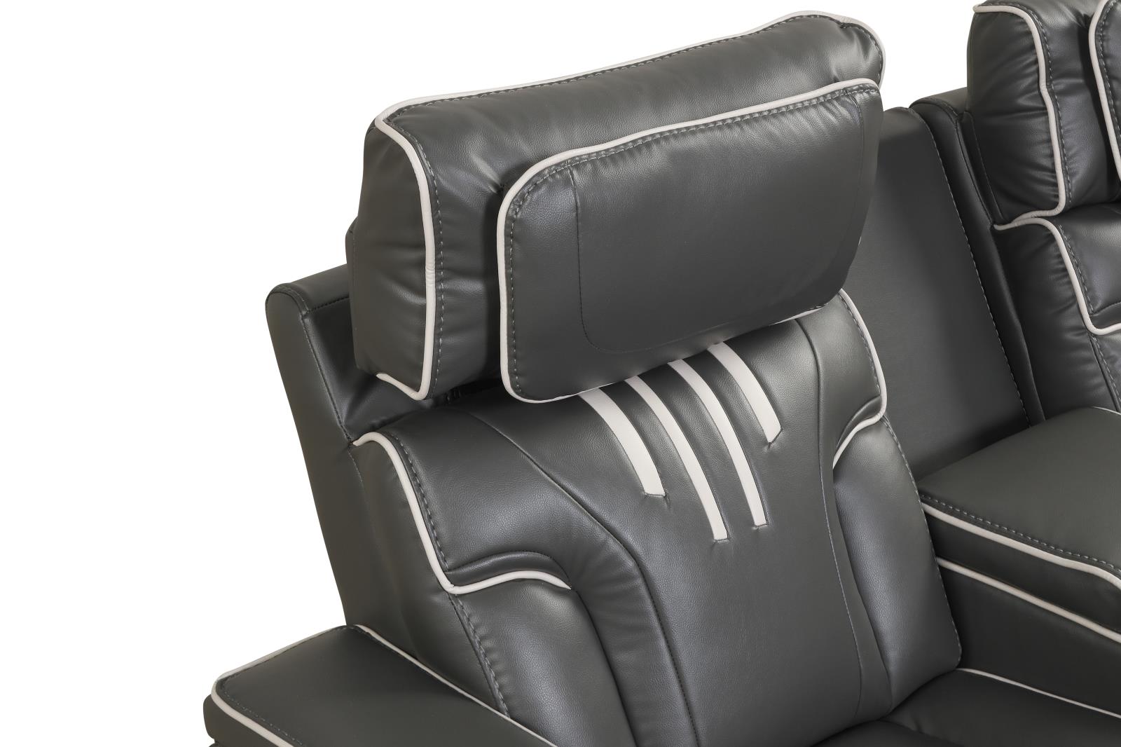 Axiom Gray Power Recliner Loveseat with Power Headrest — view 6