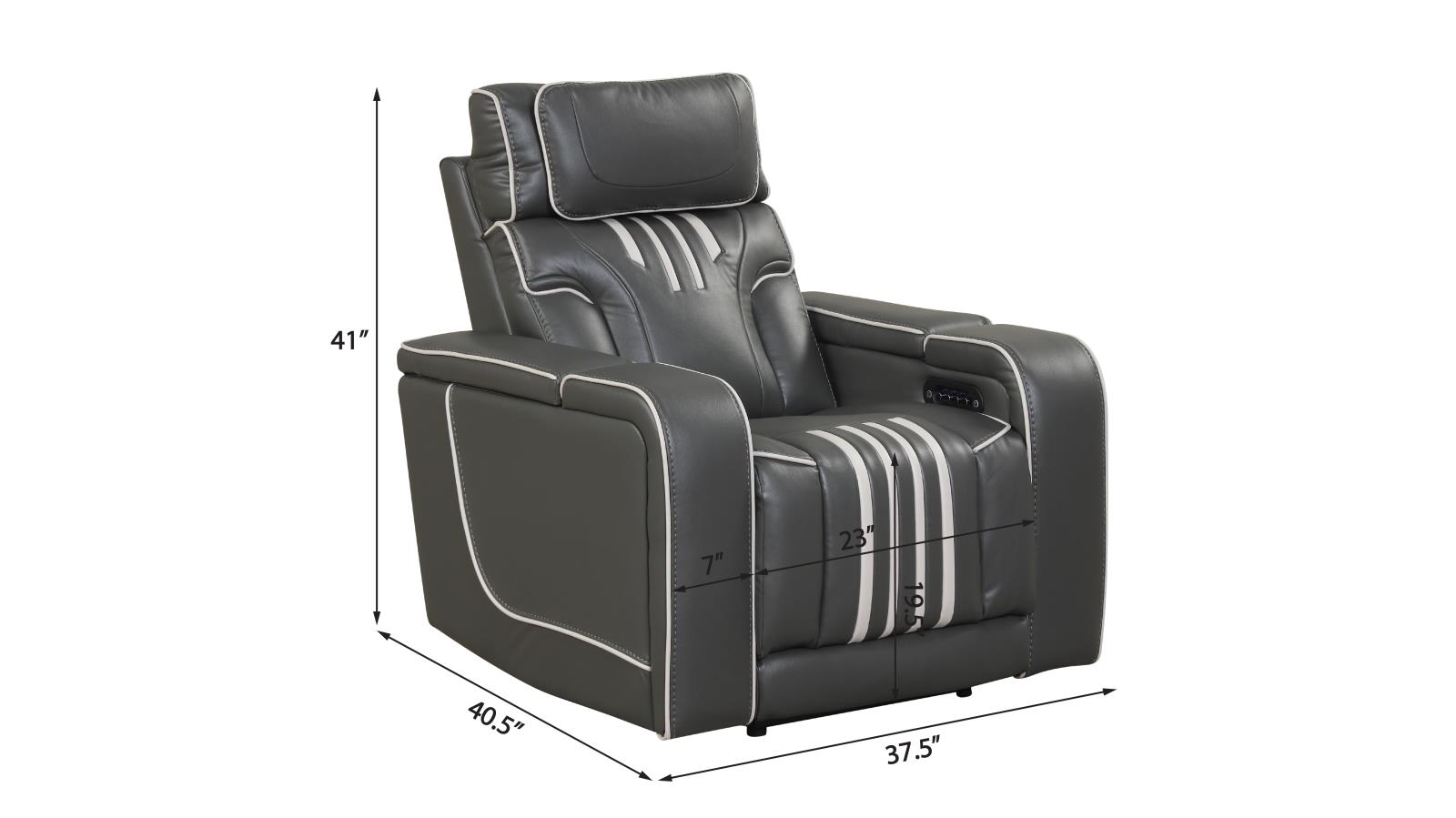 Axiom Gray Power Recliner with Power Headrest