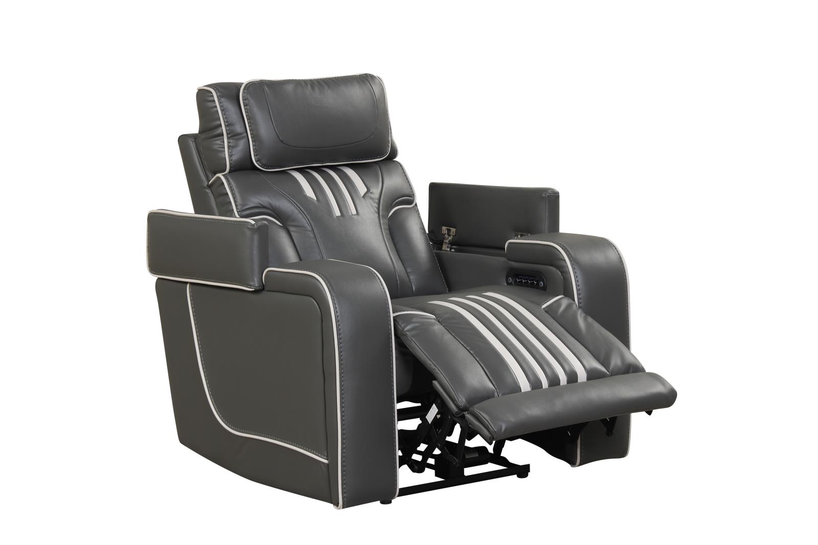 Axiom Gray Power Reclining Sofa, Loveseat & Recliner — view 11