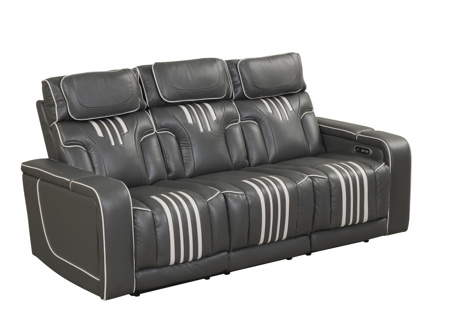 Axiom Gray Power Reclining Sofa, Loveseat & Recliner — view 8