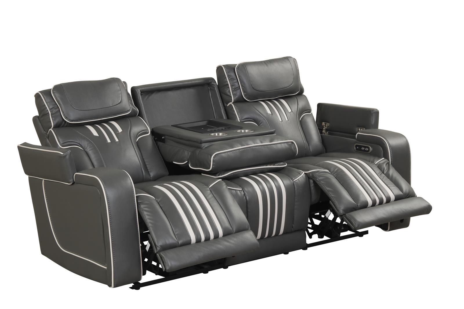 Axiom Gray Power Recliner Sofa with Power Headrest — view 5