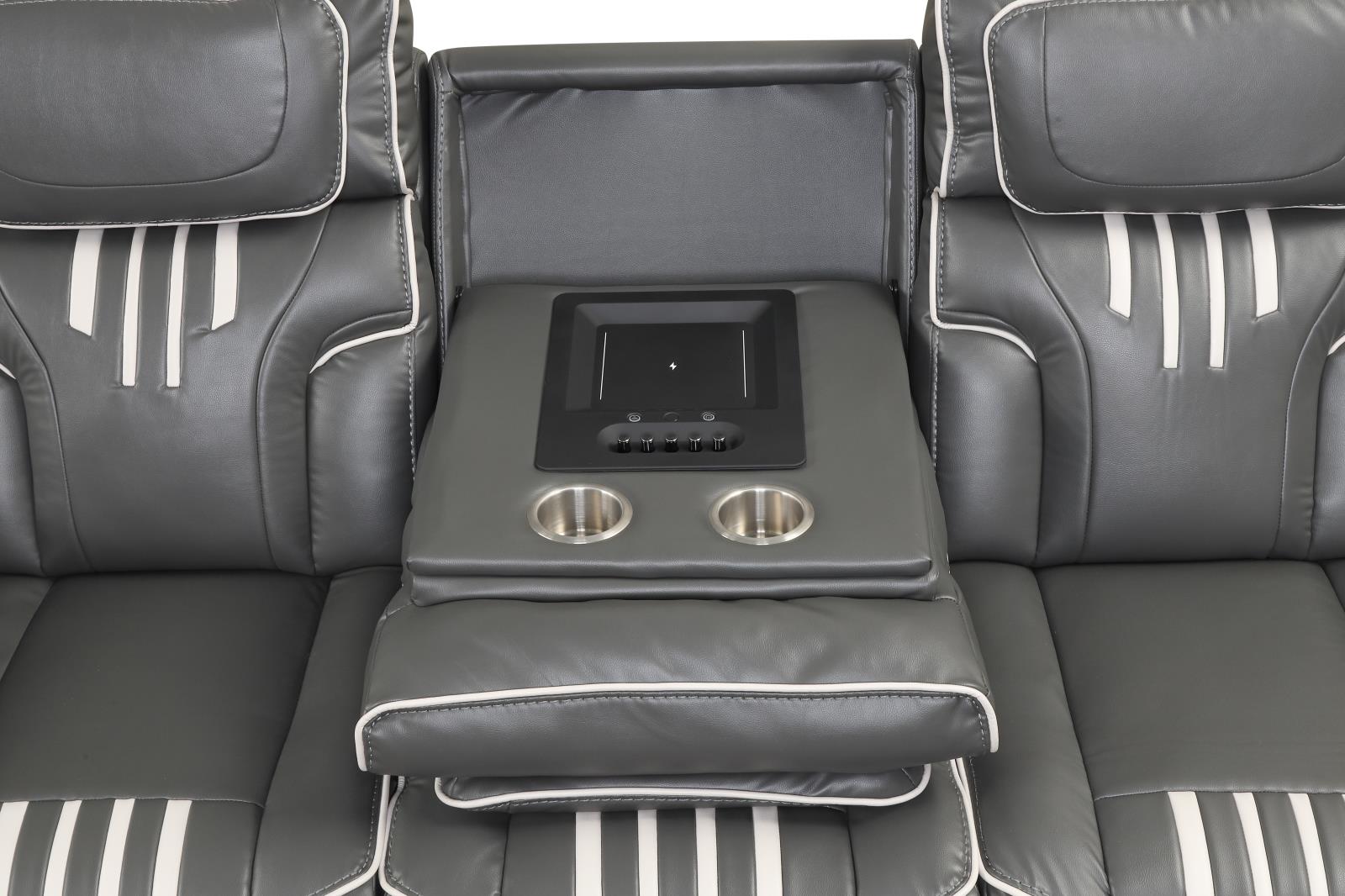 Axiom Gray Power Recliner Sofa with Power Headrest — view 6