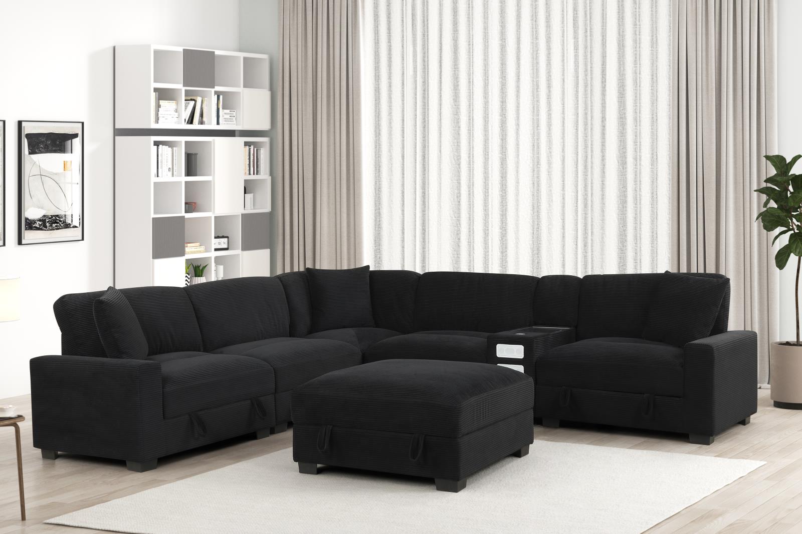 Brody Black Ottoman with Lift-Up Storage — view 2