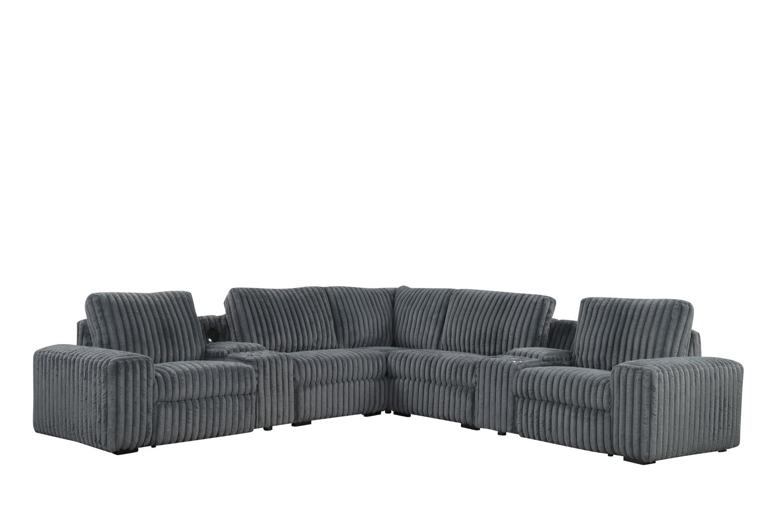 Vegas Gray Power Recliner Sectional with Storage Console