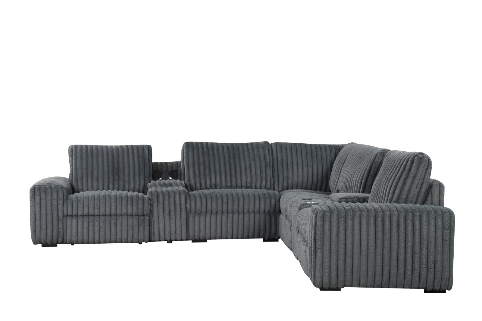 Vegas Gray Power Recliner Sectional with Storage Console — view 3