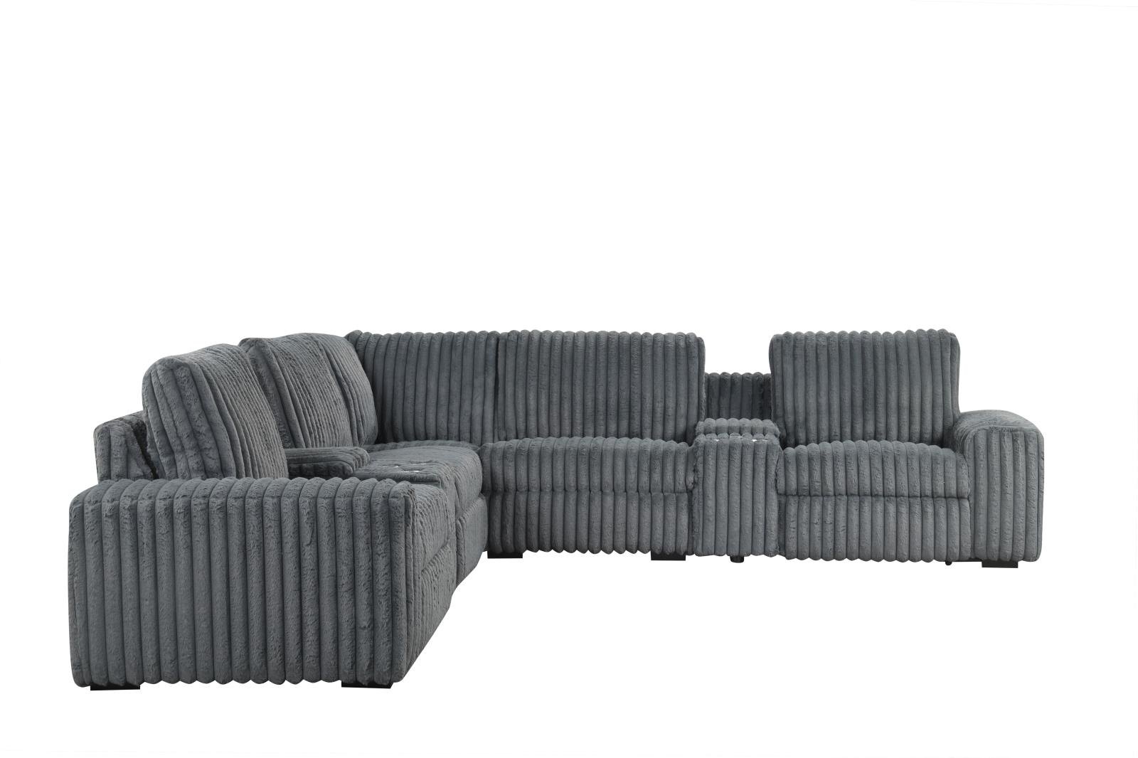 Vegas Gray Power Recliner Sectional with Storage Console — view 4