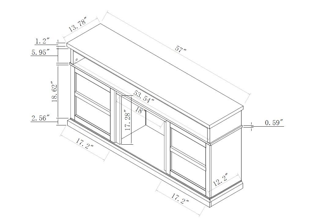 Castriel White TV Stand with Electric Fireplace (W316) — view 4
