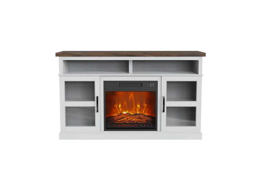 Castriel White TV Stand with Electric Fireplace (W315)