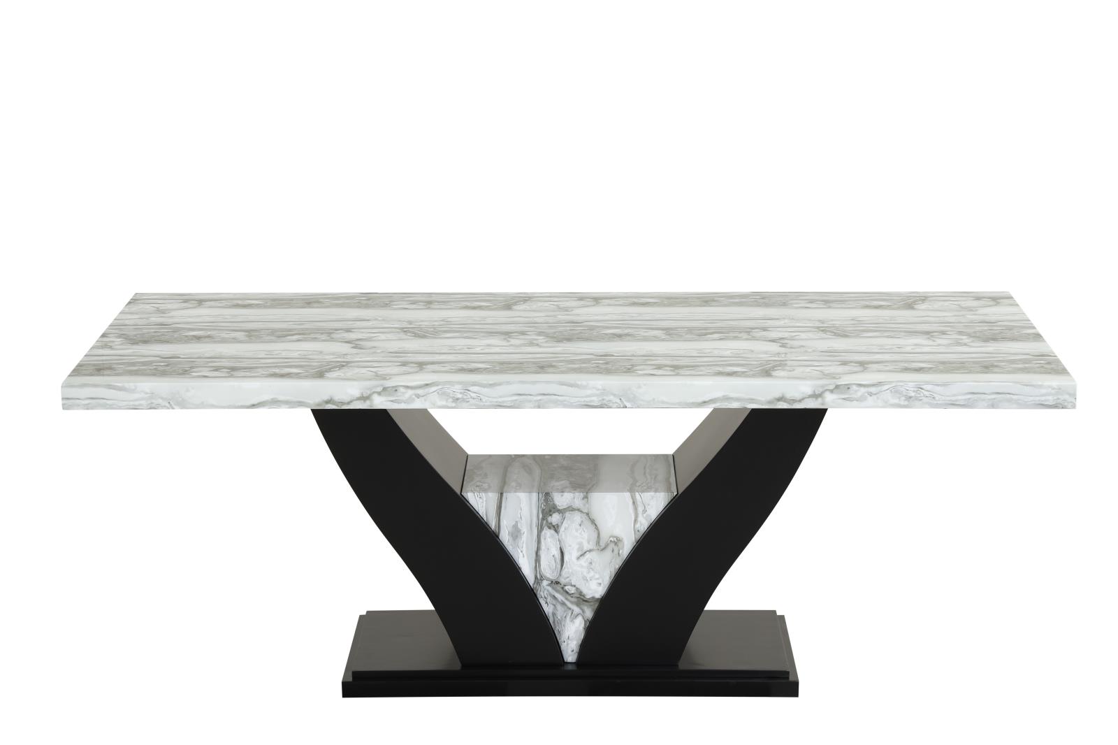 Alexa Gray and White Faux Marble Tabletop Dining Table