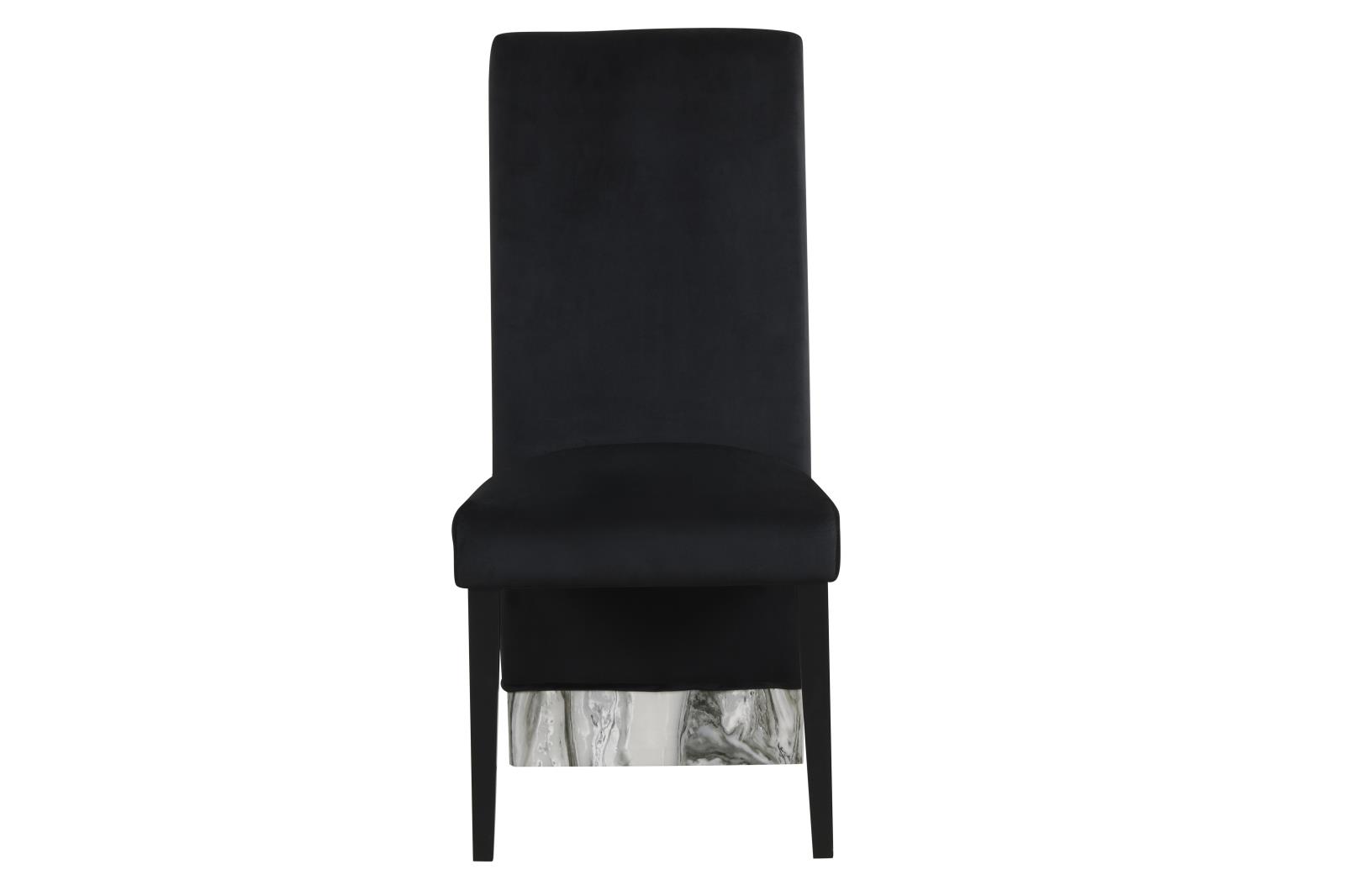 Alexa Black Fully Upholstered Chairs with Faux Marble Accents