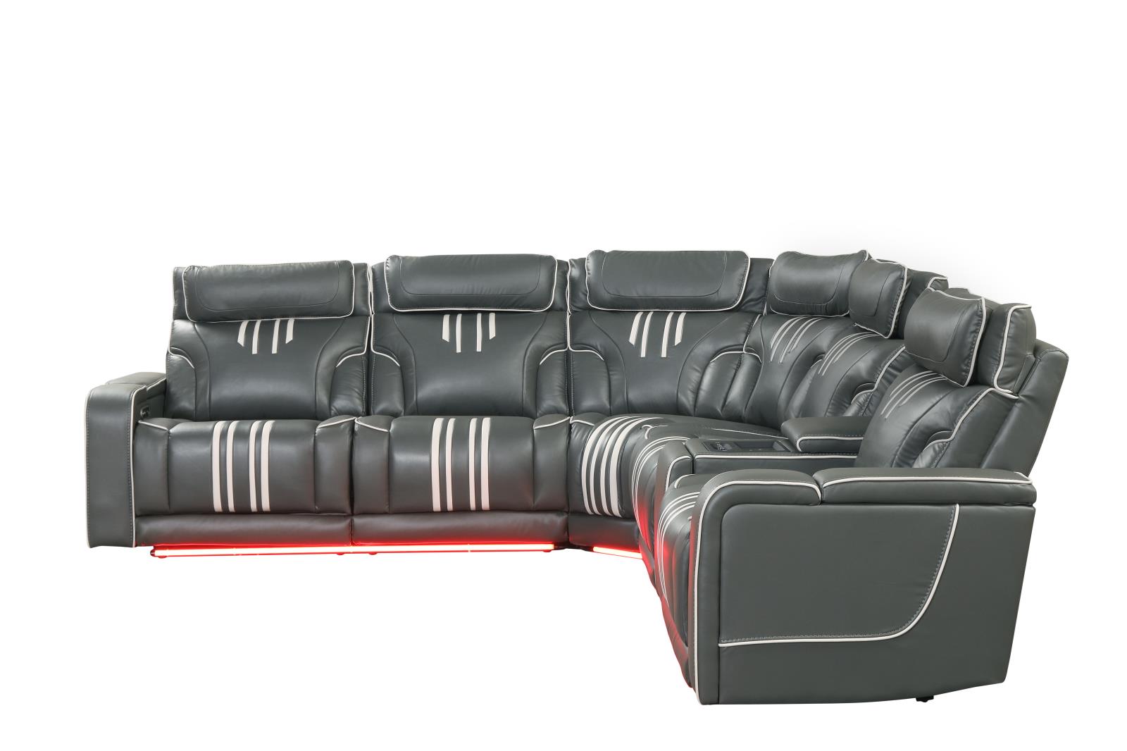 Axiom Gray Power Recliner Sectional with Power Headrest — view 4