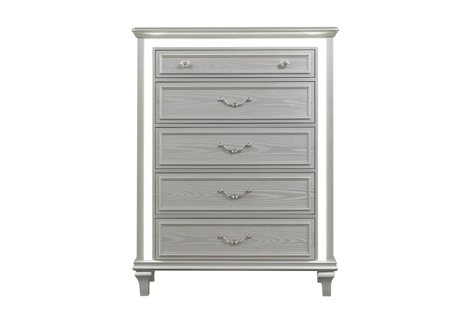 Wendy Silver 5-Drawer Chest with LED Light